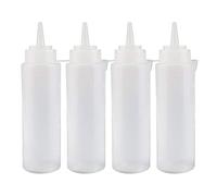 Vegena Condiments Squeeze Bouteilles, 4pcs 240 ML Bouteilles à Condiments en Plastique avec Capuchon, Flacons Transparents pour Sauce pour la Peinture la Cuisson Le Ketchup l'huile d'olive, sans BPA