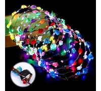 Vegena Couronne de Fleurs LED: 12 pièces Couronnes Fleuries Lumineuses, Diadème LED pour Décoration de Soirées Mariage (Papier, 10 LEDs)