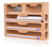 Vegena Découpeur de Film 5 en 1 avec Cutter, Distributeur de Film avec Cutter, Distributeur de Film pour Tiroir, Dérouleur de Film Alimentaire, Distributeur de Film Alimentaire et Cutter pour Tiroir