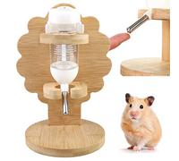 Vegena Gourde pour Hamster et Cochon d'Inde - 80 ml - Bouteille d'Eau Suspendue avec Support Réglable en Bois - Abreuvoir pour Petits Animaux