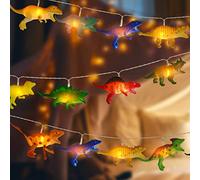 Vegena Guirlande Lumineuse pour Chambre D'enfant Garçon avec 10 LED Dinosaures,Guirlandes Lumineuses de Chevet à LED,Fées Veilleuses pour Enfants Chambre,Lumières de Décoration de Fête - À Piles