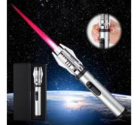 Vegena Jetflamme Briquet tempête rechargeable au gaz, coupe-vent, long, verrouillable, pour bougies, barbecue, cuisine, 20 cm, sans gaz butane, argenté