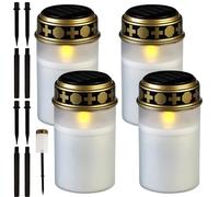 Vegena Lanterne Funéraire LED, Lumière Funéraire LED, Bougie Led Cimetière, 4 Pièces Bougies à Led Étanche, Bougie Funéraire à LED, Bougie De Cimetière Étanche pour Le Rituel De Cimetière