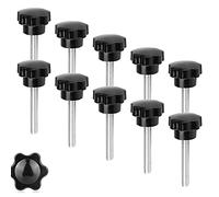 Vegena Lot de 10 Vis à Étoile M8 x 50 mm - Filetage - Bouton de Serrage - Écrou Étoile - Noir - Vis Moletées Avec Poignée pour Machine-Outil