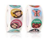 Vegena Lot de 1000 autocollants de motivation pour enfants - Motif animal - Récompense - Pour enseignants - Pour l'école, les fournitures enseignantes - (A)