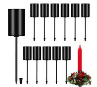 Vegena Lot de 12 Bougeoir pour Bougies de l'Avent, Chandeliers en Fer Bougeoir en Métal Noir, Bougeoir pour Bougies Pilier pour Décorer des Couronnes Guirlande de l'Avent Décoration de Noël