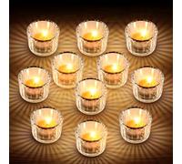 Vegena Lot de 12 Photophores en Verre, Mini Porte Bougie, Bougeoir Transparent pour Décoration De Table, Salon, Mariage, Noël, Fête