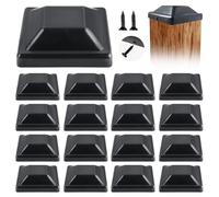 Vegena Lot de 16 Capuchons pour Poteaux de Clôture 9x9 cm - Bouchon Tube Carré, Bouchons en Plastique pour Poteaux de Clôture - Vis Incluses