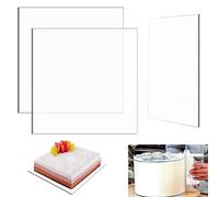 Vegena Lot de 2 Assiettes à Gâteau en Acrylique Réutilisables avec Grattoir à Gâteau en Acrylique, Planches à Gâteau, Tambour à Gâteau (2 mm D'épaisseur, Ø 30 cm)