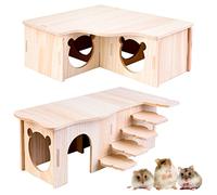 Vegena Lot de 2 Maison Cochon d'Inde Bois, Maison en Bois pour Hamster, Cabane Cochon d'Inde, Maison pour Cochon d'Inde, Maison Rongeur Maison de Hamster pour Gerbilles, Cochons d'Inde