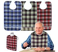 Vegena Lot de 3 bavoirs imperméables pour adultes, bavoirs lavables pour personnes âgées avec boutons-pression, protection des vêtements pour hommes, femmes, personnes âgées, handicapés