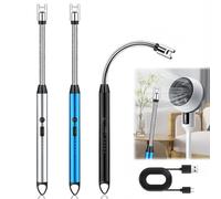 Vegena Lot de 3 briquets à arc électrique - Rechargeable par USB - Allume-bougie plasma avec serrure de sécurité - Longue tige - Briquet tempête pour cuisine, camping, cheminée, bougies, barbecue