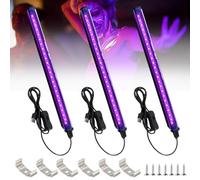 Vegena Lot de 3 tubes à lumière noire 5 W 24 LED 28 cm - Lumière noire - Avec interrupteur - USB UV LED - Lumière noire - Lampe de fête pour fête - Éclairage de scène - Peinture corporelle