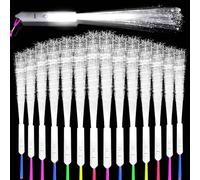 Vegena Lot de 30 plumeaux LED en fibre de verre - Blanc - 3 modes - Baguettes lumineuses LED en fibre de verre - Pour fêtes et concert