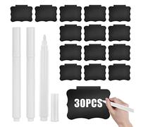 Vegena Lot de 30 Porte Etiquette, Porte étiquette pour Panier, Porte Étiquette à Clipser, Porte-étiquettes PVC Amovibles et 2 Marqueurs pour Bacs de Rangement Garde-Manger Boîte d'Organisation