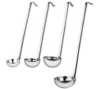 Vegena Lot de 4 louches à soupe en acier inoxydable de qualité supérieure avec poignée à crochet, cuillères à soupe, ustensiles de cuisine avec long manche, louche, cuillère à soupe, argent