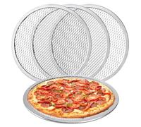 Vegena Lot de 4 plaques à pizza rondes antiadhésives en aluminium de 30,5 cm, plaque de cuisson en maille pour four, plaque de cuisson réutilisable avec trous pour une croûte croustillante, idéale
