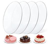 Vegena Lot de 4 plateaux à gâteau ronds en acrylique - Diamètre : 30 cm - Réutilisables - 30 cm