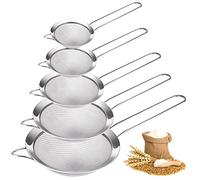 Vegena Lot de 5 passoires de cuisine à mailles fines en acier inoxydable Passoire de cuisine - Petite passoire en métal - En acier inoxydable fin pour tamis, égoutter et rincer les légumes, pâtes