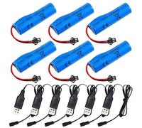 Vegena Lot De 6 3.7v 1200mah Batterie Au Lithium avec Chargeur USB SM-2P RC Batterie De Voiture RC Haute Vitesse pour Les Voitures Modèles, Pack De Batterie Haute Performance RC