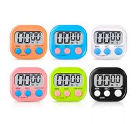 Vegena Lot de 6 chronomètres magnétiques numériques cuisine, compte à rebours avec alarme sonore LCD, minuteur de cuisine numérique, minuteur magnétique