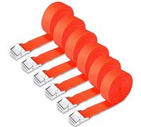 Vegena Lot de 6 sangles d'arrimage réglables avec boucle de serrage 3 m - Pour vélo, moto, bagages - Camping - Orange