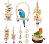 Vegena Lot de 8 Jouets pour Oiseaux, Bois Pieds Perchoirs, Échelles, Escalade Perché pour Oiseaux, Oiseaux Jouets Perroquets, Perruches, Perruches, Aras