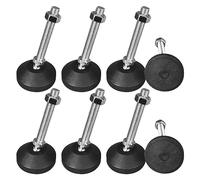 Vegena Lot de 8 pieds de meubles industriels, M10 x 100 mm, argenté et noir, réglable, à visser, antidérapants, adaptés pour tables, chaises, armoires, établis, maison, bureau, garage