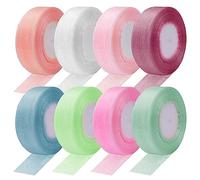 Vegena Lot de 8 rouleaux de ruban en organza transparent pour cadeau de mariage, Noël, Thanksgiving, artisanat, gâteau 2 cm x 45 m