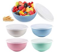 Vegena Müslischalen avec Couvercle: 4 pièces, 25 OZ, Vaisselle Légère et Incassable, pour Camping et Pique-nique (15,7 cm, Multicolore)