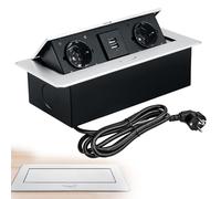 Vegena Prise Encastrable Plan De Travail, Multiprise Escamotable avec 2 Ports USB, Prise Plan De Travail Cuisine Bureau De Prise Pop-Up Caché pour Plan De Travail dans La Cuisine, Le Bureau