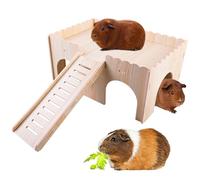 Vegena Niche en bois pour cochon d'Inde, cachette pour cochon d'Inde avec grotte, rampe et 4 grottes, château amovible, niche pour petits animaux pour rat, hamster, hérisson