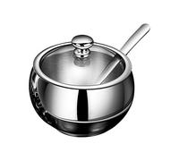 Vegena Petit Sucrier,Bol à Sucre en Acier Inoxydable,Pot à Sucre à Nettoyage Facile avec Couvercle Transparent et Cuillère,Durable,pour Contenir Sucre et du Sel,aux Cuisines(Diamètre 7,6cm,Haut 8,5cm)