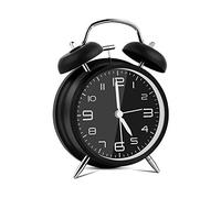 Vegena Rétro Réveil Matin à Double Cloche, Réveil Rétro Silencieux Horloge de Chevet avec Lumière de Nuit, Reveil Matin à Piles pour Sommeil Bureau Chambre Voyage, 4 Pouces - Noir