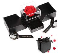 Vegena Rose Eternelle avec Boîte à Bijoux, Rose Eternelle Qui ne Fane Jamais, Fleur Eternelle pour la Saint-Valentin Fête des Mères Anniversaire Cadeaux de Mariage Romantique pour Elle