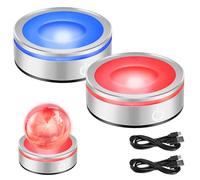 Vegena Socle Lumineux LED: 2 Pièces Contrôle Tactile Multicolore, Fonctionnement USB et Batterie, Pour Expositions, Salons, Bureaux (8,3 cm Argent)