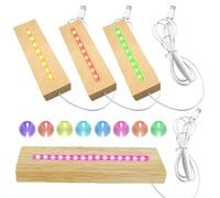 Vegena Socle Lumineux LED en Bois - 4 Pièces Base D'Éclairage USB pour DIY Plaque Acrylique, Résine, Verre, Cristal et Art Ornement