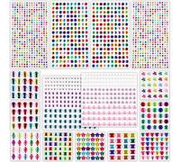 Vegena Strass Autocollants, 1802 Pièces Pierres Précieuses Adhésif Strass Cristal Gem Autocollants Adhésifs Acrylique Coloré Strass Cristal Gem Stickers Assorti Couleurs pour l'artisanat (15 Feuilles)