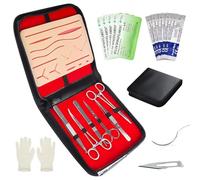 Vegena Suture Practice Pad Kit complet de pratique de suture, peau en silicone 3 couches avec outils et étui de transport, coussinet de suture pour la formation et la pratique des médecins