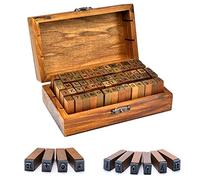 Vegena Tampons Alphabet en Bois et Caoutchouc, 70 pièces Jeu Destampes, Petits Outils de Bricolage Timbre Situés à Différentes Lettres de Style pour Les Arts, lartisanat