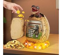Vegena Tirelire électronique dinosaure - Tirelire électronique avec musique lumineuse - Avec serrure à code d'empreinte digitale - Pour garçons et filles - Pour Noël, anniversaire, Pâques