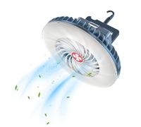 Vegena Ventilateur de camping avec lumière, lampe de camping LED avec ventilateur, ventilateur de plafond avec éclairage, portable, rechargeable par USB, lanterne de camping, lanterne de camping pour