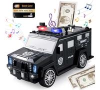 Vegena Voiture Tirelire Électronique pour Enfants Garçon - Camion Blindé Tirelire Cochon Magique avec Serrure à Code, Carte Bancaire, Alarme Anti-Vol et Effets Sonores