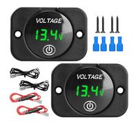 Vegena Voltmètre Numérique LED : 2 Pièces Voltmètre de Véhicule DC 12-24V, Affichage LED Étanche pour Véhicule, Bateau Et Moto (Vert)