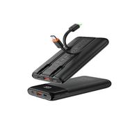 VEGER Batterie Externe 10000mah avec Câble Intégré, Power Bank 22.5W Charge Rapide Portable, Fin Compact Chargeur USB C avec écran LED, 4 Sorties et 3 Entrées, Compatible avec iPhone Huawei Xiaomi