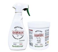 VEGESTOP Répulsif Oiseaux - Liquide 500 ML + Gel 500 GR - Pack Promo Protection Contre Les Pigeons, mouettes, Corbeaux
