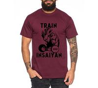 Vegeta Train Insayan T-Shirt pour Homme One Goku Dragon Master Son Ball Vegeta Turtle Roshi Piece Golds DB, Farbe2:Weinrot;Größe2:XL