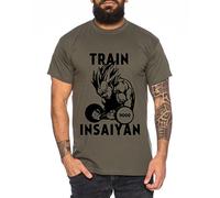 Vegeta Train Insayan T-Shirt pour Homme One Goku Dragon Master Son Ball Vegeta Turtle Roshi Piece Golds DB, Farbe2:Khaki;Größe2:S