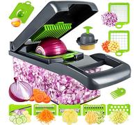 Vegetabl 16 in 1 Kitchen Mandoline Vegetable Slicer Food Onion Food Manual Spiral Cutter for Onion Vegetable Garlic Potato Salad Mini Dicer (Gray)