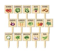 Vegetable Garden Markers | 15 Pieces T-Type Wooden Plant Labels | Signs With Printed Pattern | For Gardeners Farmers Backyard Raised Bed Greenhouse Patio Balcony Outdoor Home Indoor Outdoor School Boy